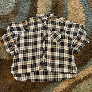 Plaid button up with silver strands